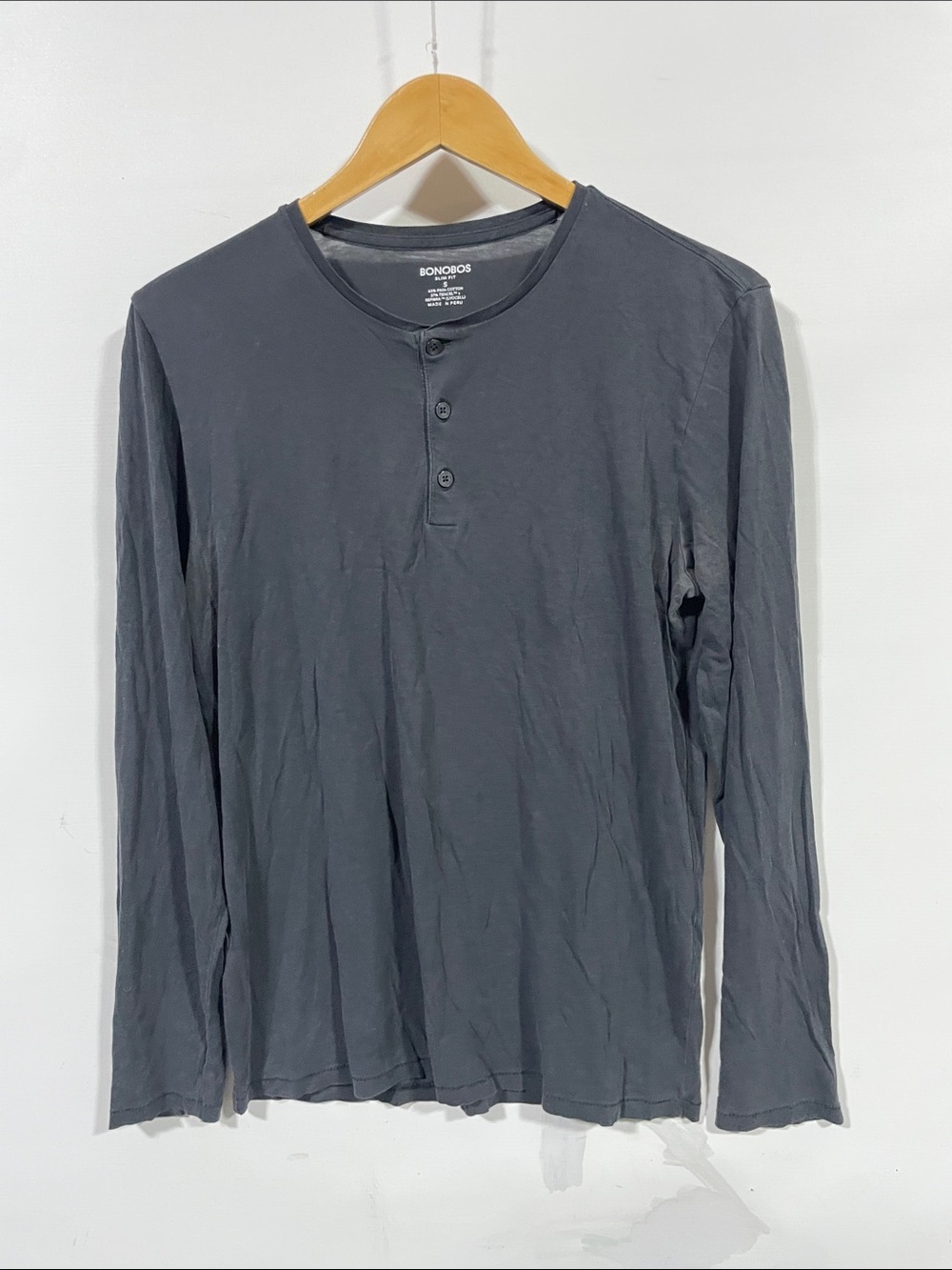 Bonobos Long-Sleeve Henley Shirt - Charcoal